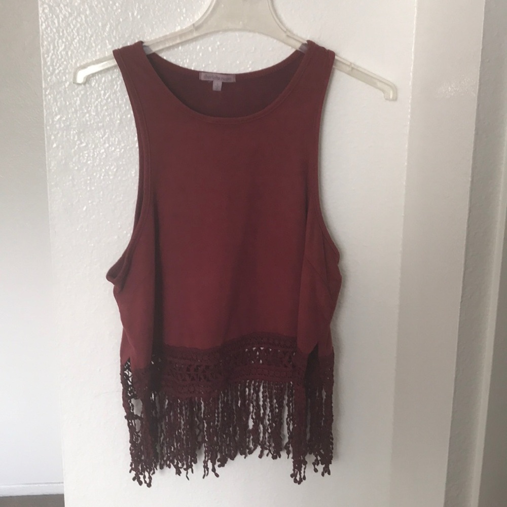 Vintage Red fringed crop top.